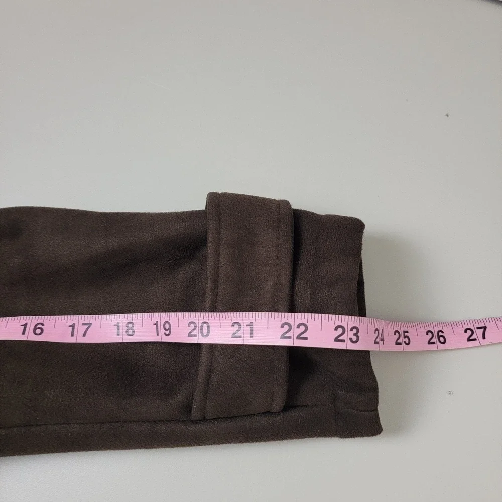 Chaps est 1978 Duffle Coat Womens Small Brown Faux Fur Suede Hooded Long‎ Sleeve